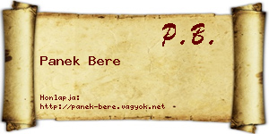 Panek Bere névjegykártya